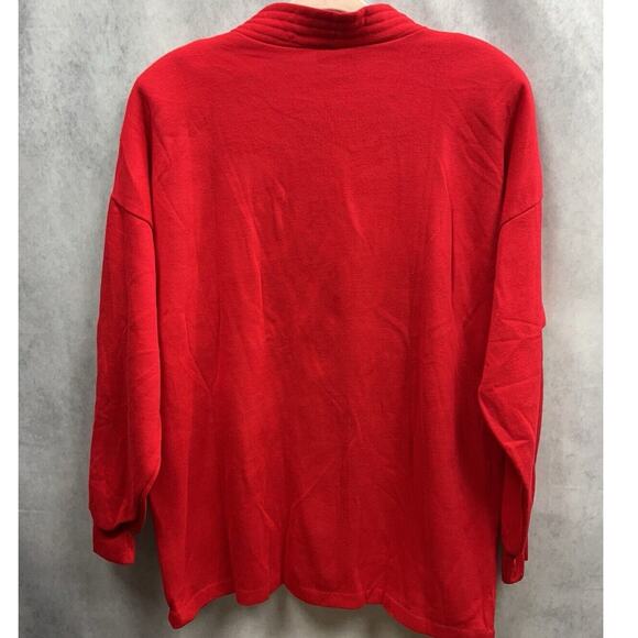 Vintage Linda Lori Floral Painted Cottage Red O/S Cardigan Sweater Rare - Picture 2 of 10